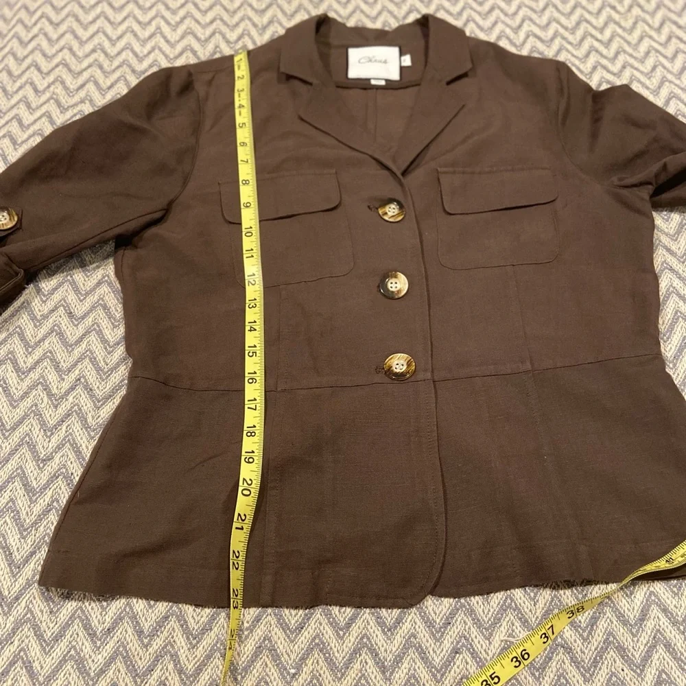 Chaus Dark Brown Utility Safari Jacket Women’s Size 8 Linen Blend - Picture 7 of 11